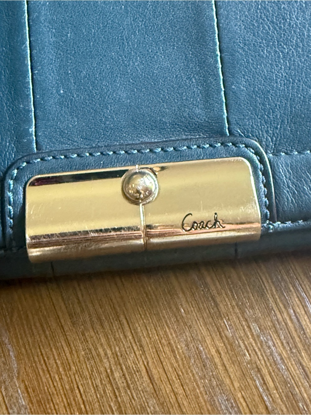 COACH Kristin Blue Smoke Leather Slim Envelope Wallet - Picture 2 of 6